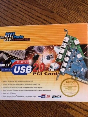 Multi Certified Hi -Speed USB 2.0 PCI PORT CARD 4 external 1 internal port  - Image 1 of 4