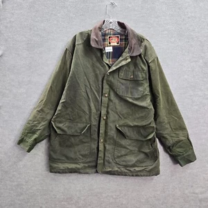 VINTAGE The Australian Outback Men Jacket M Waxed Leather Flannel Lined 80s READ - Picture 1 of 14