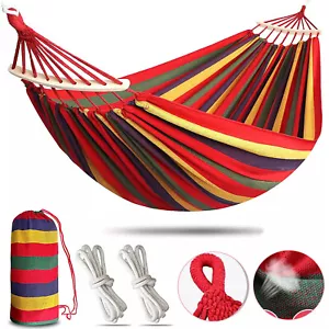 Double Camping Hammock 2 Person Outdoor Garden Chair Bed Hanging Swing Sleeping - Picture 1 of 10