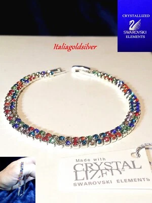 Bracciale Uomo/Donna SWAROVSKI ELEMENTS ORIGINALI Rodiato Argento Gioielli Oro