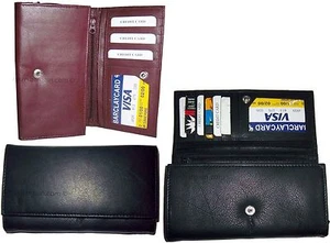 Lot of 3 Woman's Leather checkbook wallet 6 Credit card ID 7 Bill pockets BR New - Picture 1 of 12