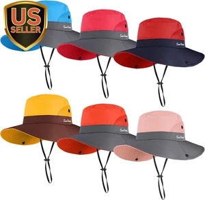 6 Pieces Women Wide Brim Sun Hat Ponytail UV Protection Hat Foldable Sunshade Ha - Picture 1 of 6