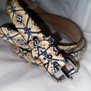 Ann Taylor Medallion Print Patent Skinny Belt Size XS 26"-27" Waist Mint - Picture 1 of 7
