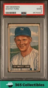 1951 Bowman Whitey Ford #1 Baseball New York Yankees PSA 2 HOF Pitcher - Picture 1 of 2