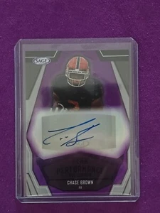Chase Brown 2023 Sage Rookie Autograph Card Purple Peak Performance Bengals NFL - Picture 1 of 3