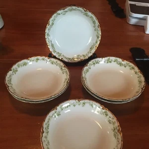 6 Haviland France LImoges Green Rose, Gold Gilded, 5” FRUIT BOWLS - Picture 1 of 7
