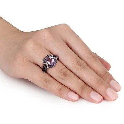 Transparent Cushion Amethyst With Purple & White Tanzanite Beautiful Women Ring Foto 1 de 4