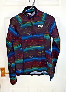 Fila Sport Womens Rainbow Performance Running 1/4 Zip High Neck Jacket Top UK S - Picture 1 of 7