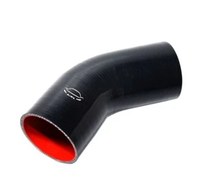 4-Ply Reinforced 3.5" ID 45 Degree Elbow Silicone Hose Coupler Intake BLACK - Picture 1 of 3