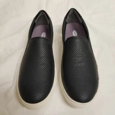 Zapatillas sin cordones Dr. Scholls para mujer talla 8 zapatos Nova negras parte superior baja de cuero Foto 1 de 4
