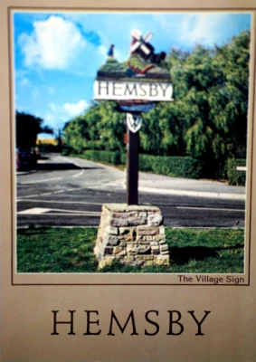 Postcard Hemsby Village Sign Newport Norfolk Sand Dunes Scroby Sands Gold Beach - Image 1 of 4