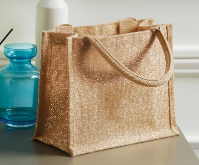 Personalised Shimmer Jute Bag Shopping Bag, Beach Bag, Gift, Lunch Bag Small - Image 1 of 4