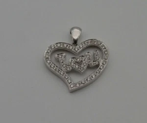 10k WHITE GOLD I LOVE U  HEART  DIAMOND  PENDANT 2.6 gr (ch688) - Picture 1 of 2