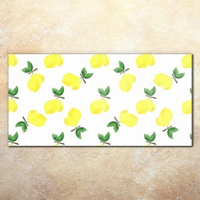 Wandbilder Glasbild Druck auf Glas 140x70 Zitrone Aquarellfarbe fruchtig blumig - Bild 1 von 4