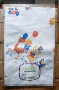 New MCM Decro Party Plastic Table Cloth 52x70 Boys & Girls, Balloons, Animals - Picture 1 of 7