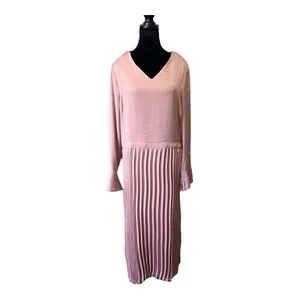 Sweet Salt Pleated Rose Blush Pink Pleated Dress Pleated Sleeve Cuffs Size 14/16 - Picture 1 of 8