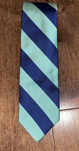 Polo by Ralph Lauren breit gestreifte Seidenkrawatte Repp 57" L x 3" mit blau/grün MANGEL - Bild 1 von 10