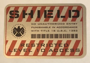 • SCHILD • EINGESCHRÄNKTER ZUGANG • METALLIC SILBER PROP DECALS • AGENT • MARVEL • - Bild 1 von 3