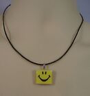 Smiley Face Scrabble Tile Pendant Necklace Jewelry Yellow