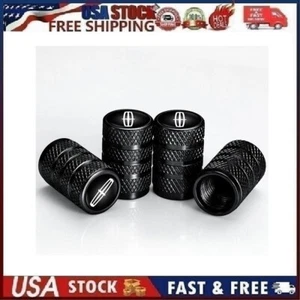 4PCS Metal Car Tire Valve Caps Valve Stem Cover Compatible with Lincoln Blk Sty1 - Picture 1 of 13