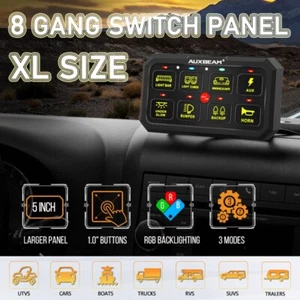 AUXBEAM RGB 8 Gang Schalter Panel XL Größe LED Steuerung Schaltungssystem Auto Boot UTV - Bild 1 von 12