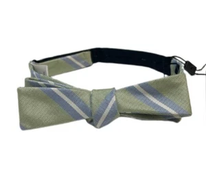 J. Lindeberg Men's Green Thirty Striped Shantung Silk Cotton Bow Tie NWT - Picture 1 of 2