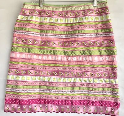Marisa Christina Skirt Womens 14 Multicolor Floral Ribbon Pencil Knee Length - Image 1 of 4