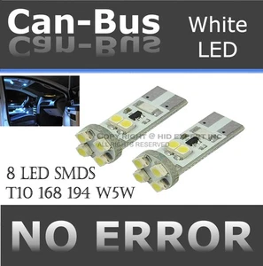 4 pc T10 168 194 No Error 8 LED Chips Canbus White Replace Map Light Lamps F120 - Picture 1 of 7