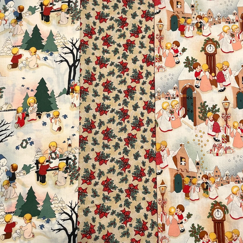 Telas vintage de algodón RJR bendiciones de la temporada para niños 3 cuartos grasos 18x21 Foto 1 de 4