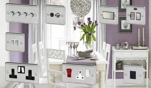 Full Range (WHITE) Brushed Satin Chrome Classic Sockets Light Switch Dimmer - Bild 1 von 51