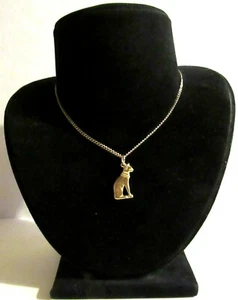 #P15) PENDANT GOLD PLATED EGYPTIAN CAT GODDESS NECKLESS CHAIN COSTUME JEWELLERY - Picture 1 of 2