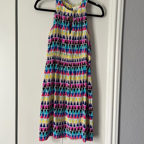 Abito senza maniche Kate Spade multicolore stampa triangolo Halter taglia 4