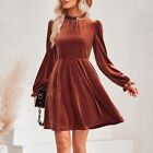 Mode Brandneu Kleid Samtkleid Einfarbig Frauen Komfortabel Kurzes Kleid