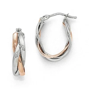Leslie's 14k White Gold Rose Rhodium-plated Hoop Earrings LE1383 - Picture 1 of 1
