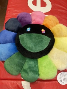 New rainbow x black Japan Kaikaikiki Cushion Flower Plush Takashi Murakami 60cm - Picture 1 of 9