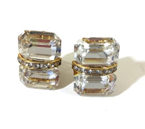 Pendientes gruesos Erica Courtney Art Deco tono dorado diamantes de imitación transparentes - Imagen 1 de 4