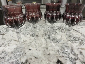 4 Amethyst Crystal Cut To Clear 8.5" Goblets Nachtmann Roemer Marilyn LOOK - Picture 1 of 7