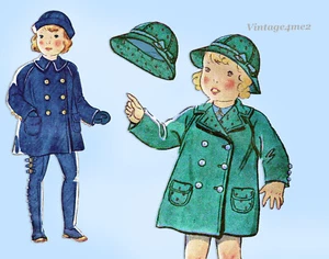 Simplicity 1625: 1930s Toddler Coat Leggings and Hat Sz2 Vintage Sewing Pattern - Picture 1 of 5