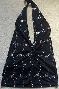 Balera Dancewear Black Halter Top with Silver Sequins size L child - Picture 1 of 1