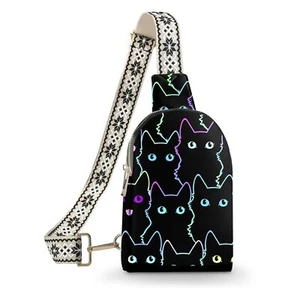 Colorful Cat Small Sling Bag Leather Fanny Packs for Women Gifts Crossbody Pu... - Picture 1 of 7