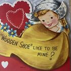 Carte de Saint-Valentin vintage côté simple fille Hollande chaussure en bois néerlandaise