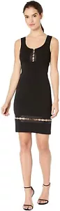 Nicole Miller Artelier BLACK Heavy Jersey V Neck Square Dress, US 4 - Picture 1 of 6