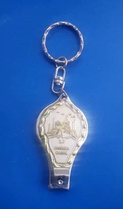 Vintage Silver / Gold Tone Panama Canal Keychain / Bottle Opener / Nail Cutter - Picture 1 of 4