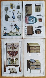 Insects The Entomologist 4 Prints - Wilhelm Original Colored Print - 1800 - Picture 1 of 5