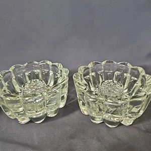 Vintage Pair Of Heavy Glass 3 Way Candlestick Holders - Picture 1 of 8