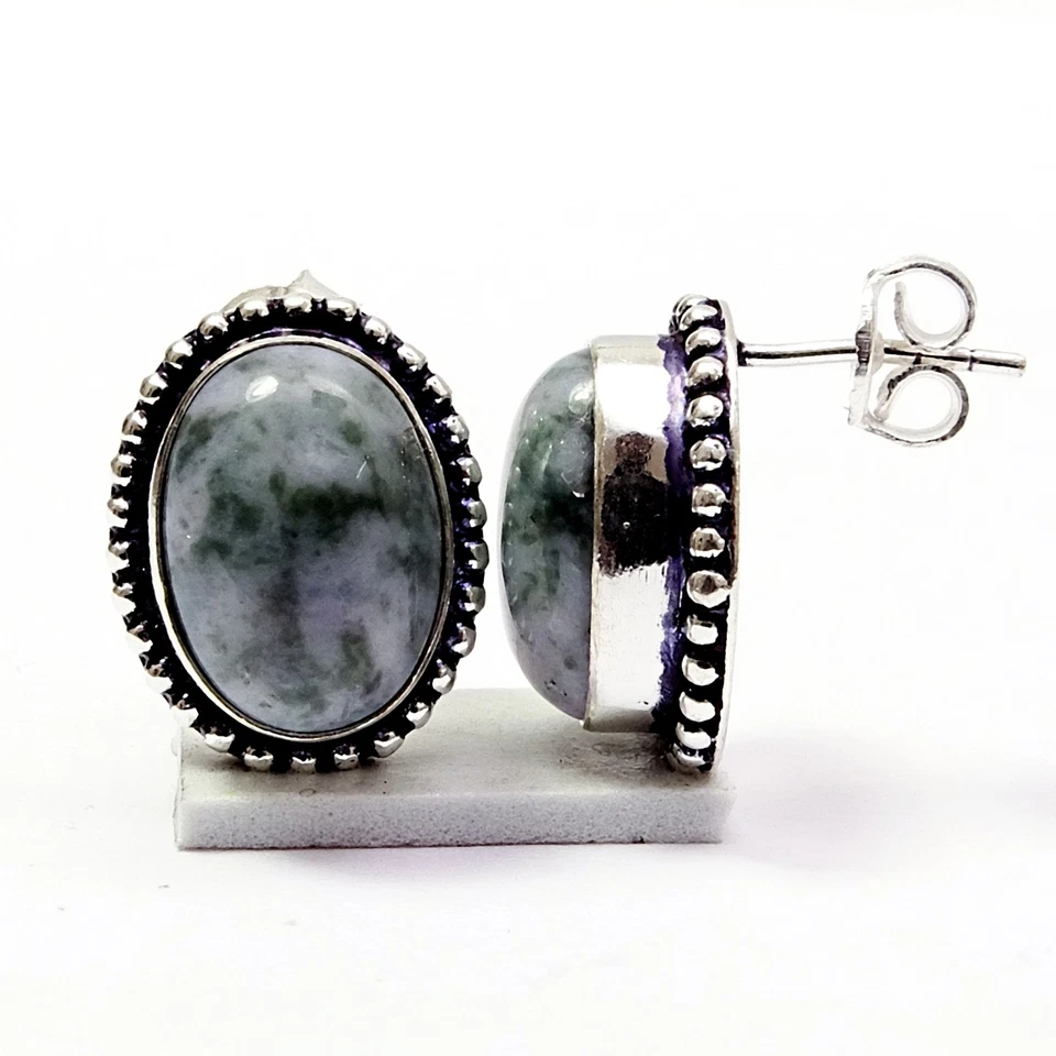 Pendientes Larimar piedras preciosas de moda enchapados en plata joyería 1,5" z177 Foto 1 de 1