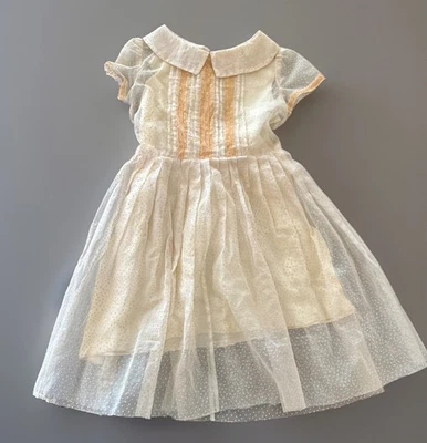 Vestido De Colección Niñas Transparente Punto Suizo Marfil Con Deslizamiento Completo 2 Piezas Sin Etiquetas Ver Fotos Foto 1 de 4