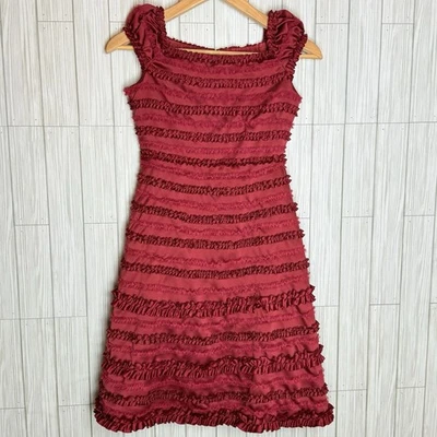 BISCOTTI Girls Dress Size 12 Red Ruffled Short Sleeve Christmas Dress  - Image 1 of 4