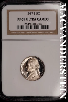 1987-S Jefferson Nickel - NGC PF 69 Ultra Cameo - Scarce  No Reserve  #SLH381 - Image 1 of 2