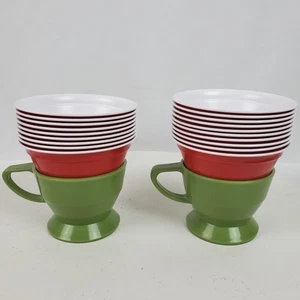 Vintage Mid Century Coffee Cup Holders w/ Red Solo Cups SET OF 2 - Picture 1 of 6
